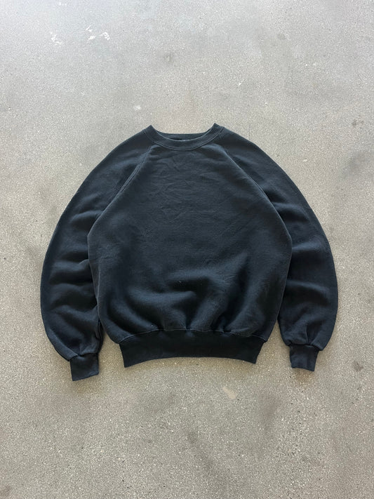 90’S BLACK RAGLAN BLANK CREWNECK - BOXY M