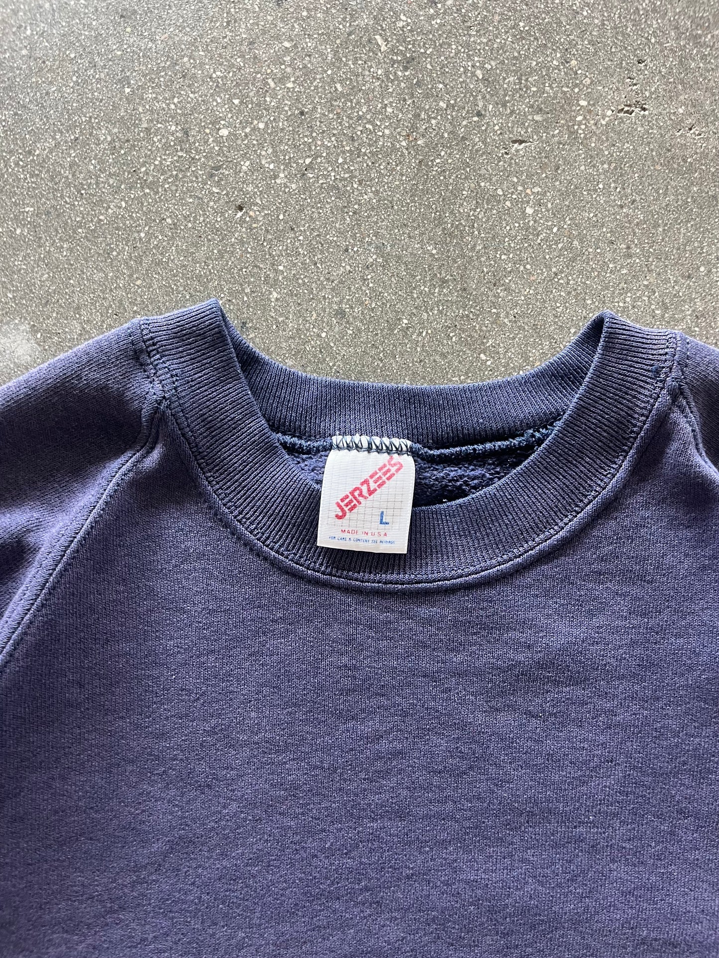 90’S FADED NAVY BLANK RAGLAN CREWNECK - BOXY L