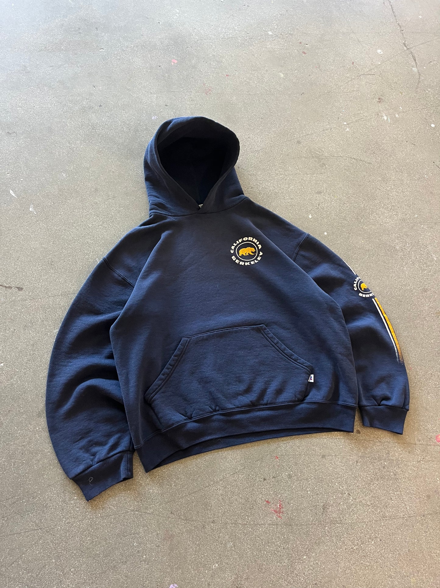 90’S NAVY “BERKELEY” RUSSELL ATHLETIC HOODIE - BOXY M/L
