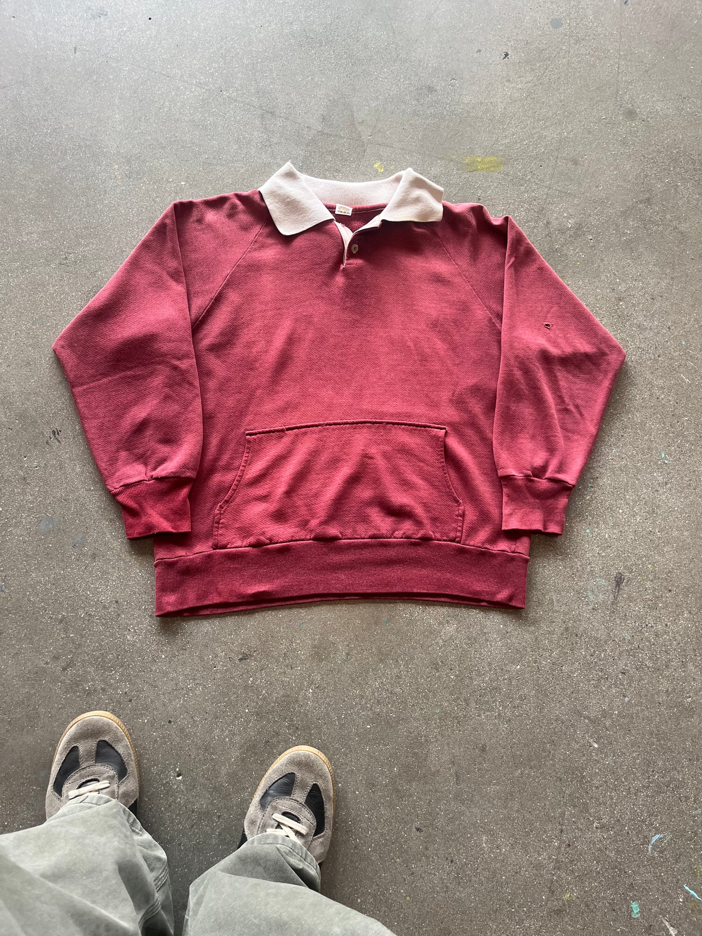 70’S SUNFADED MAROON RUGBY LONGSLEEVE - M/L