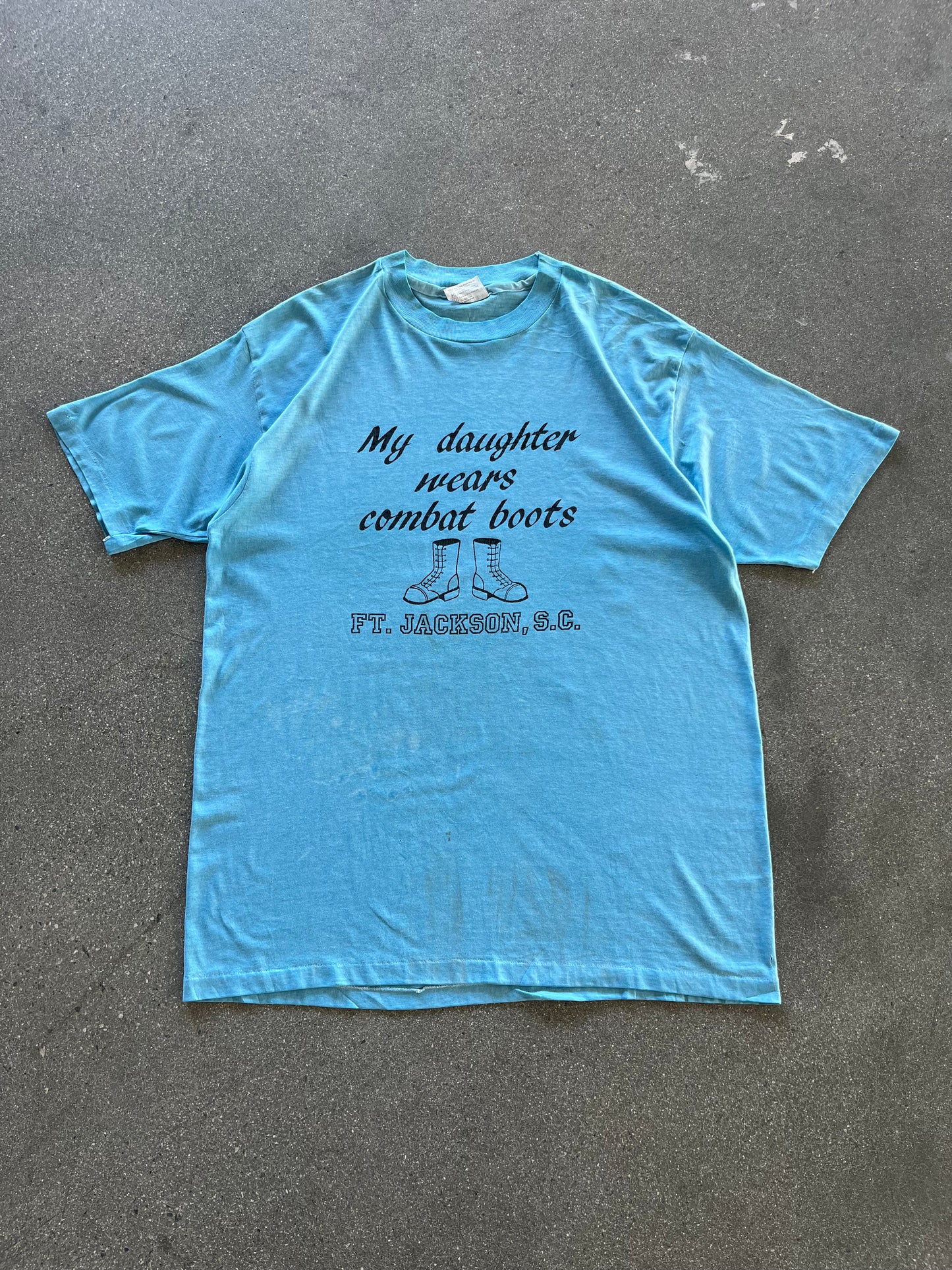 80’S “MY DAUGHTER WEARS COMBAT BOOTS” TEE - L