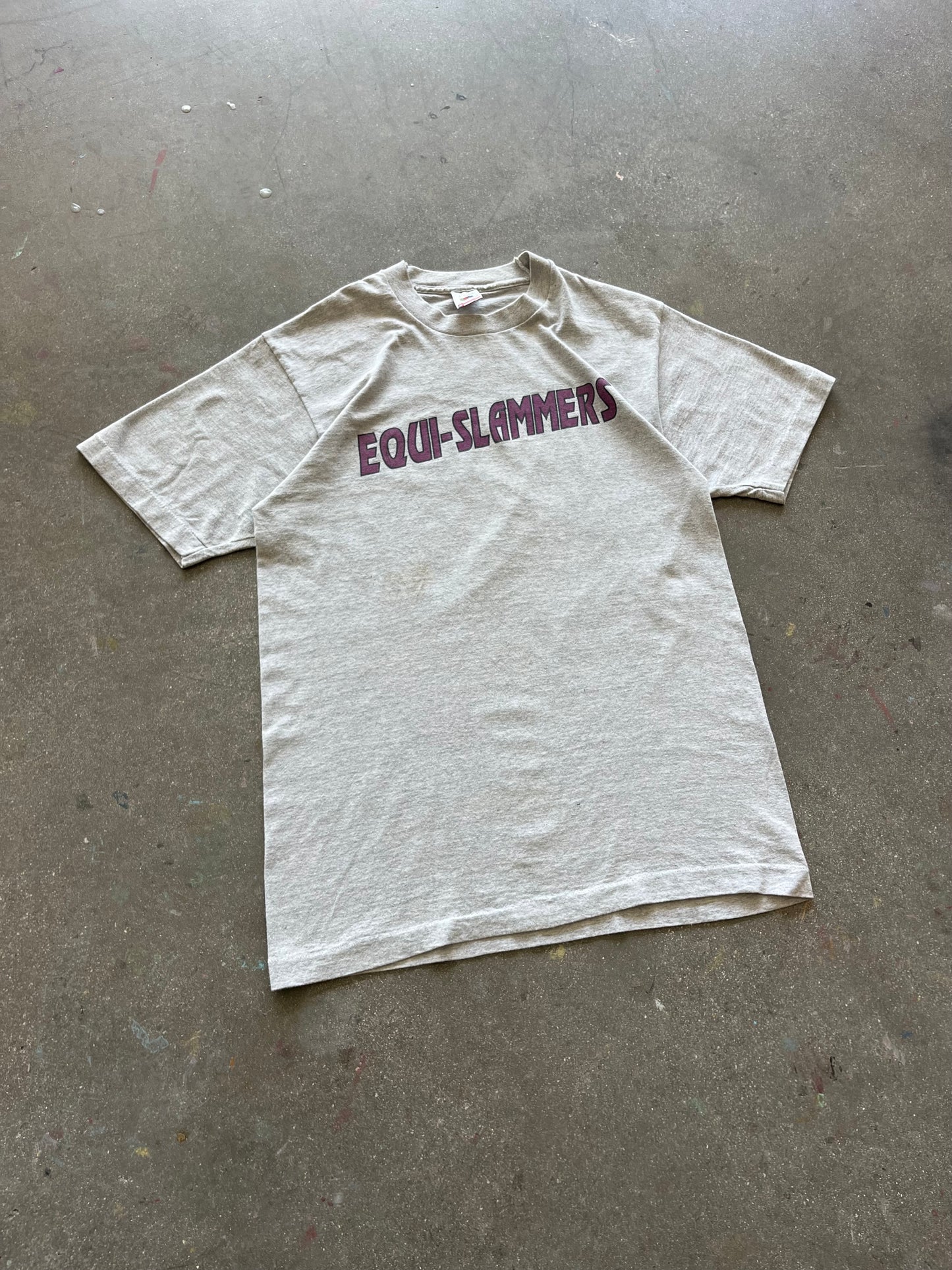 90’S HEATHER GRAY “EQUI-SLAMMERS” TEE - L