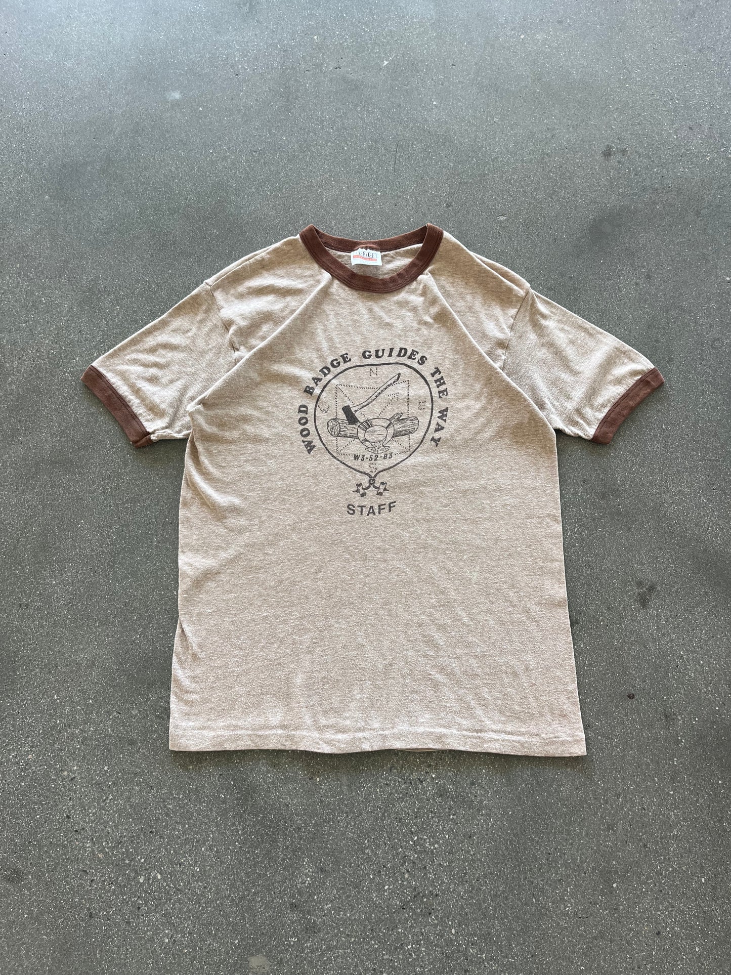 70’S “WOOD BADGE” RINGER TEE - M/L
