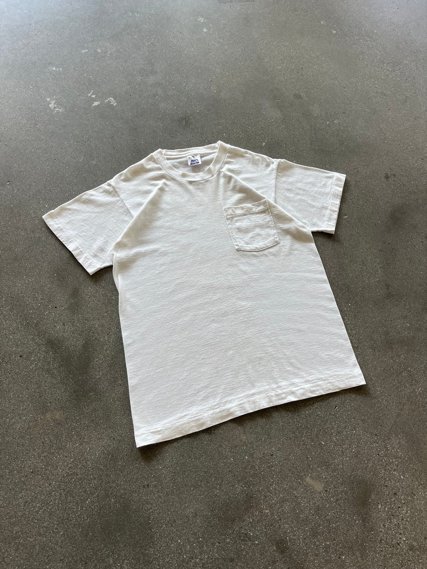 90’S BVD WHITE SELVEDGE POCKET TEE - M