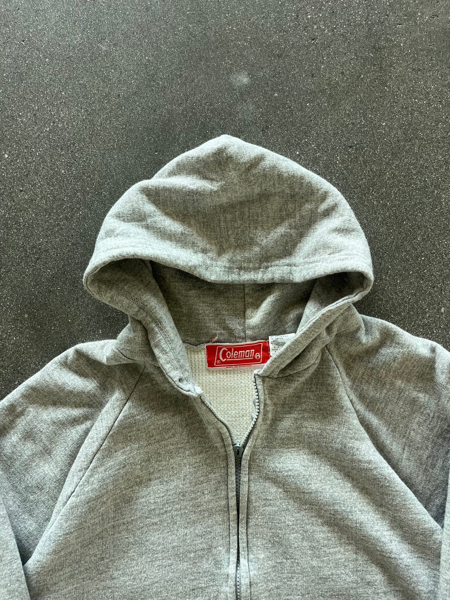80’S HEATHER GRAY COLEMAN THERMAL LINE ZIP UP HOODIE - M