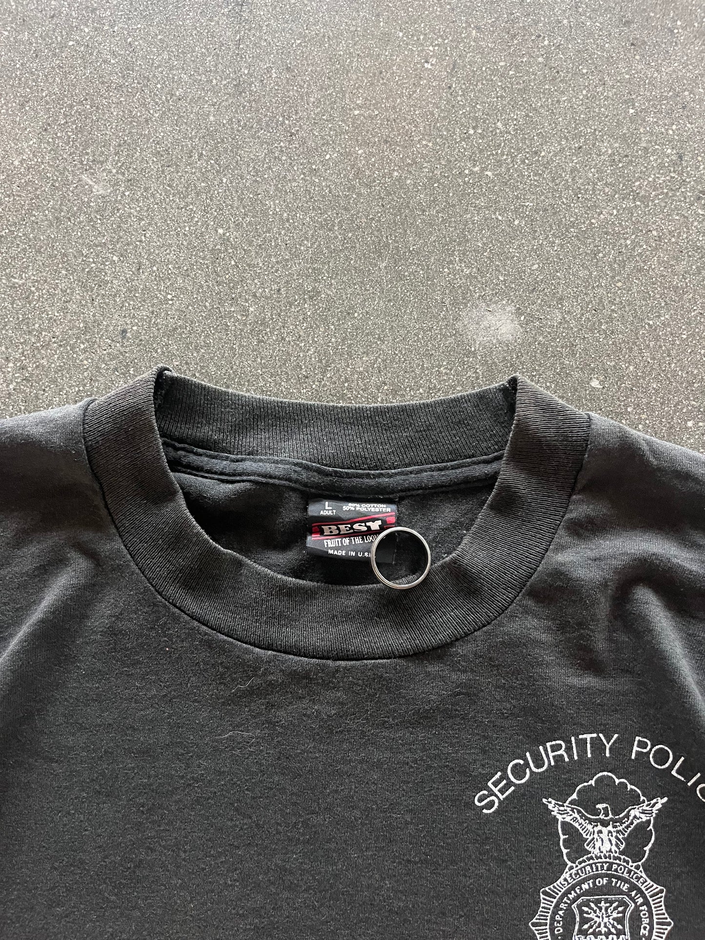 90’S FADED “SECURITY POLICE” TEE - L
