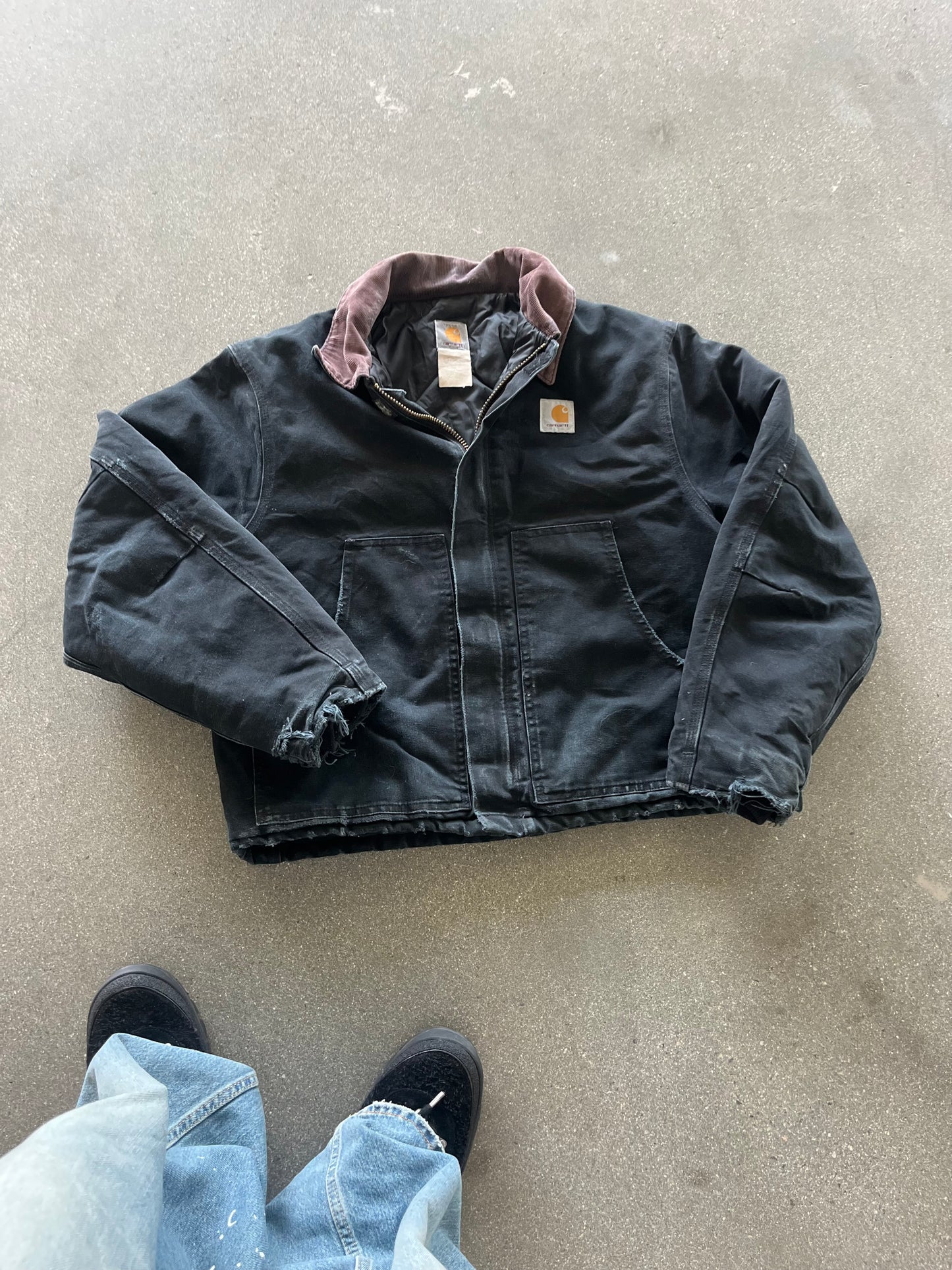 90’S FADED JET BLACK TRADITIONAL CARHARTT JACKET - BOXY L