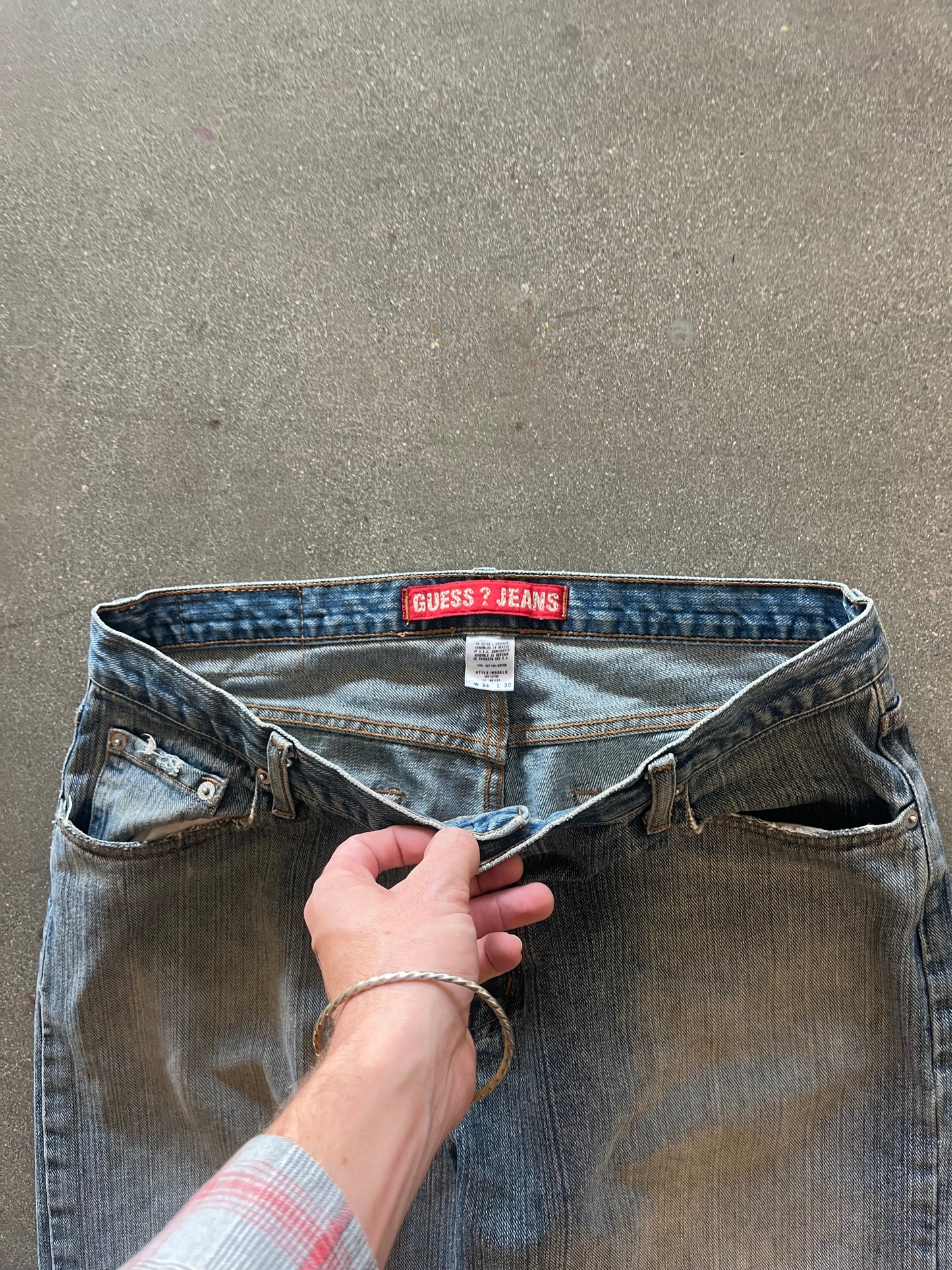 2000’S FADED WIDE LEG GUESS DENIM - 34