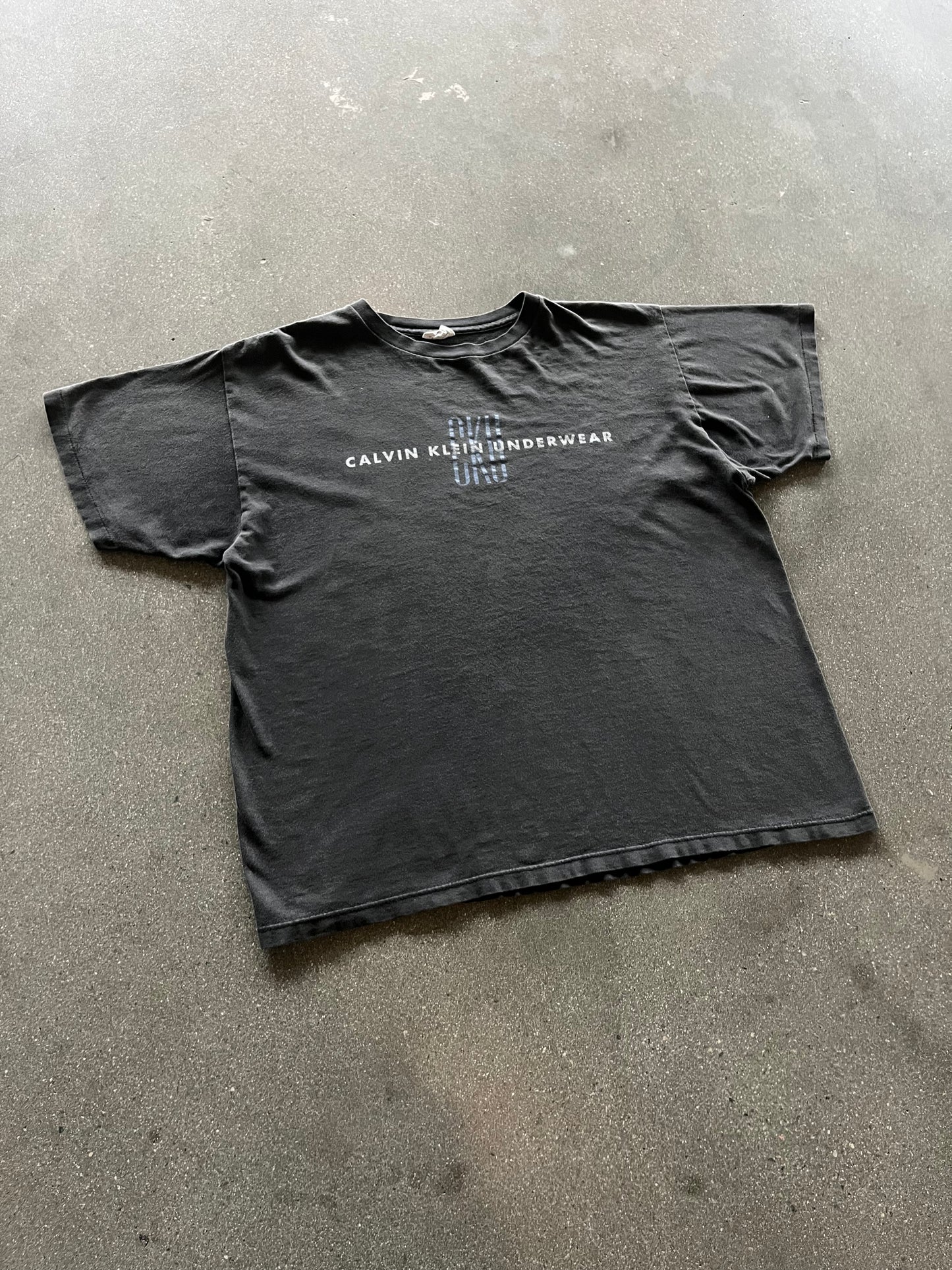 90’S FADED “CALVIN KLIEN UNDERWEAR” TEE - BOXY L