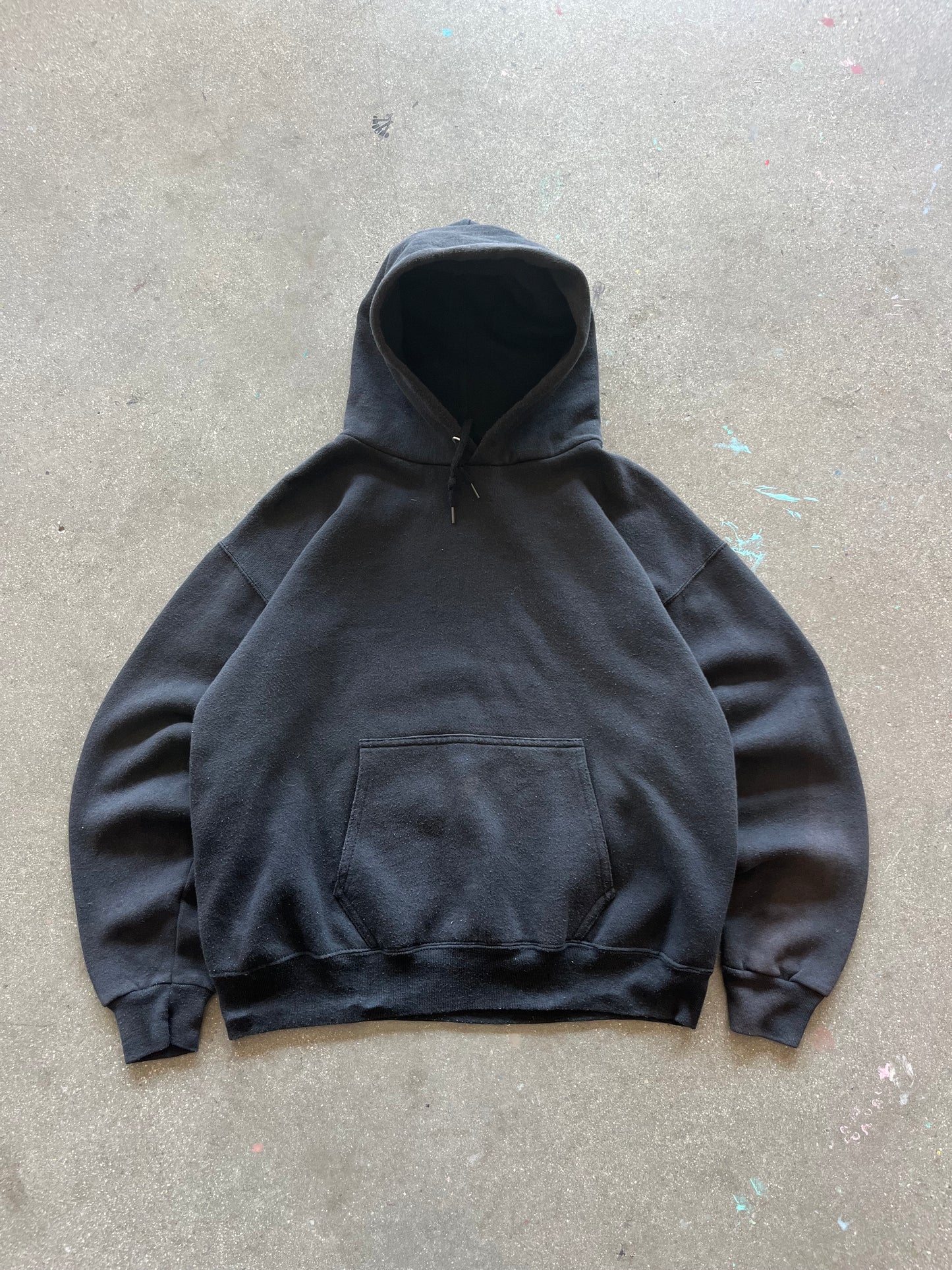 90’S FADED BLACK BLANK HOODIE - BOXY M