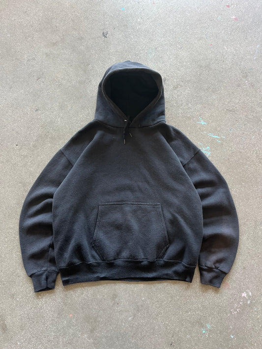 90’S FADED BLACK BLANK HOODIE - BOXY M