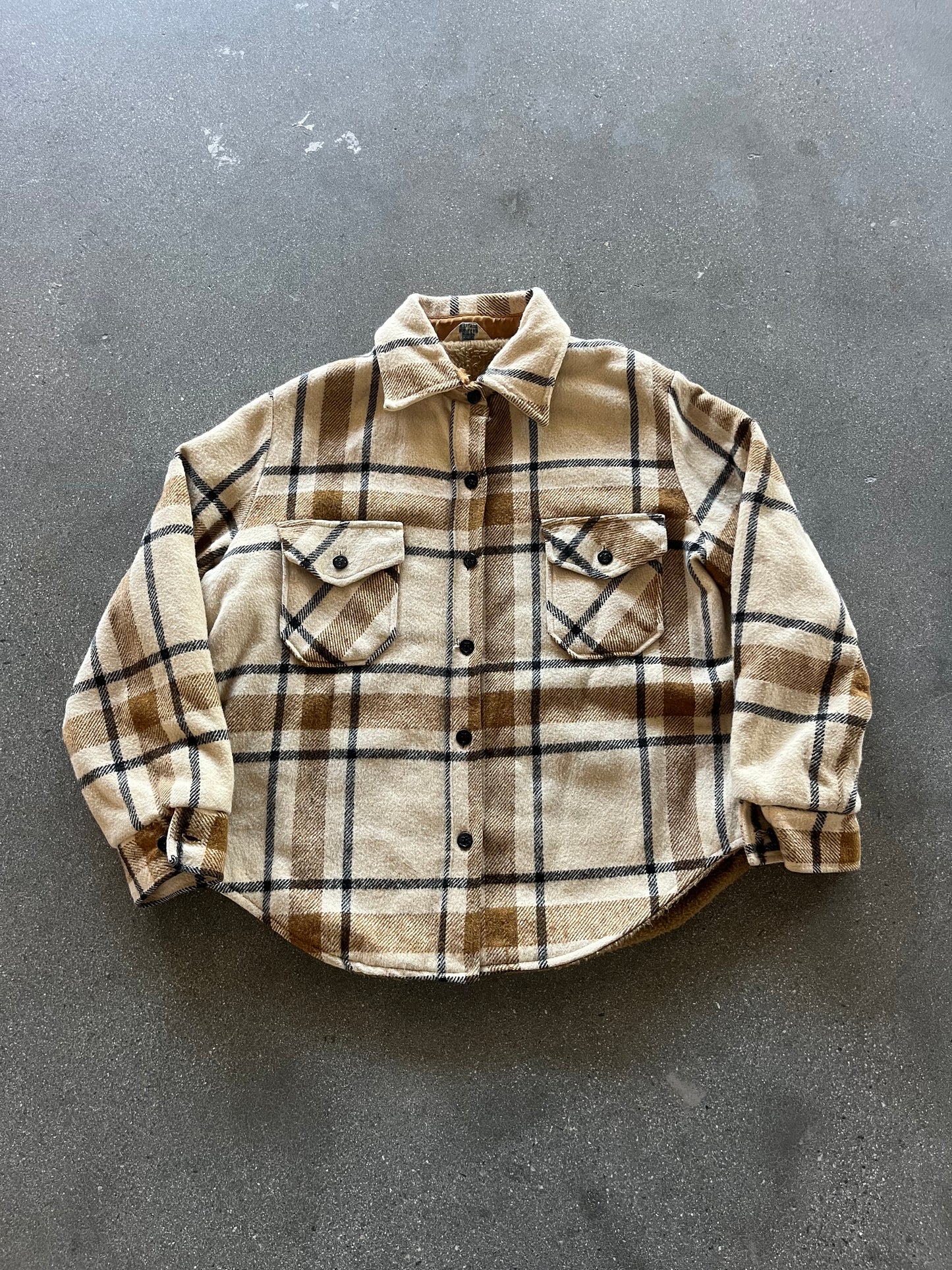 70’S SEARS PLAID FLANNEL COAT - L