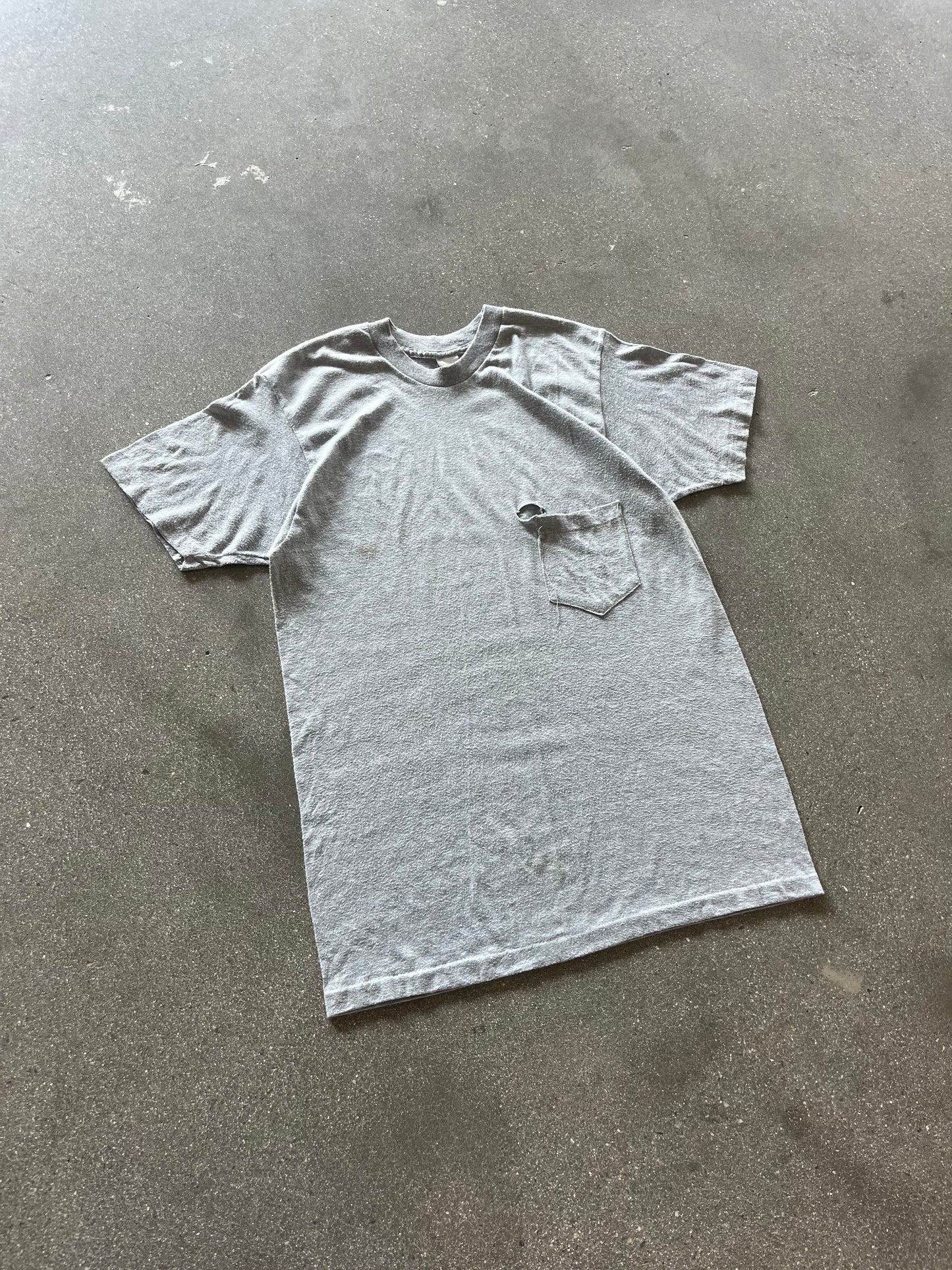 80’S HEATHER GRAY SELVEDGE POCKET TEE - M