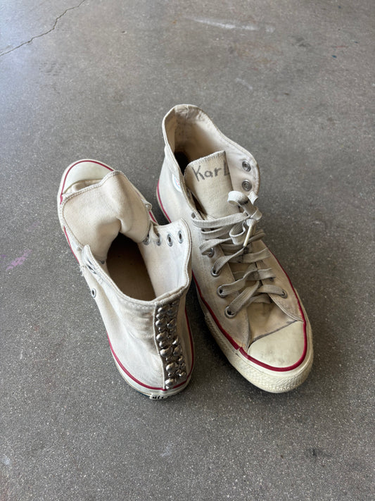 miUSA 90’S HIGH TOP STUDDED BEIGE CONVERSE - 8 US MENS