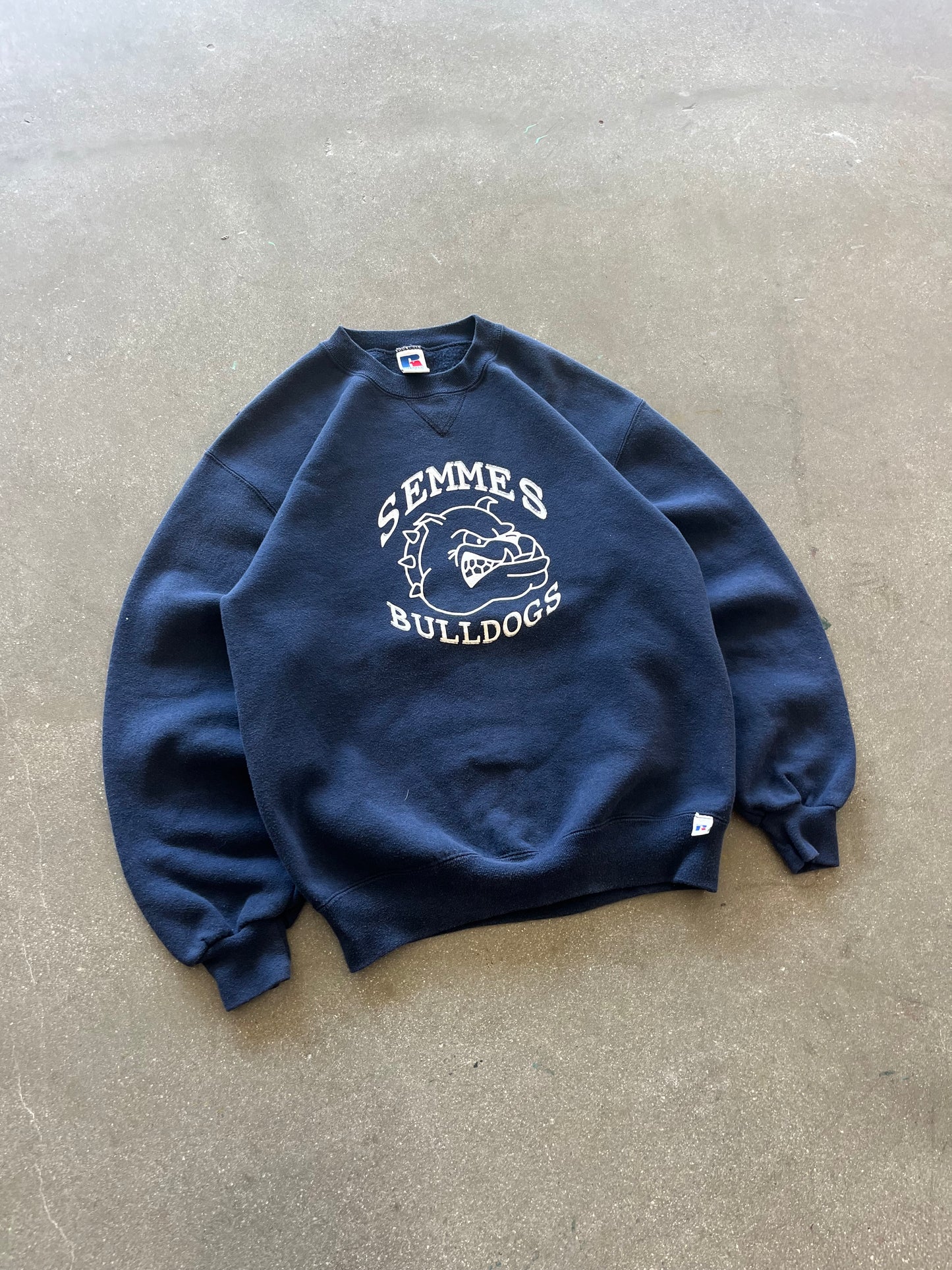 90’S NAVY “SEMMES BULLDOGS” RUSSELL CREW - BOXY S/M