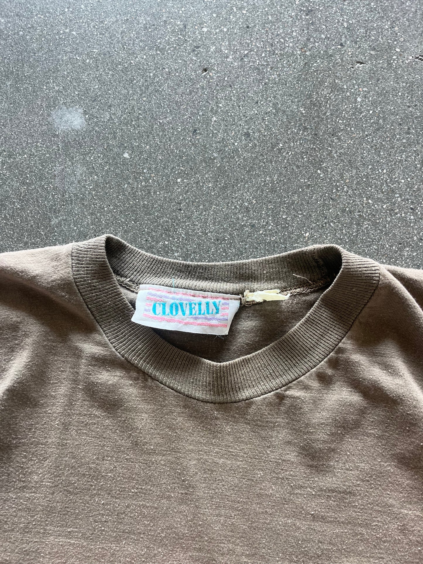 70’S FADED BROWN SELVEDGE POCKET TEE - BOXY M/L