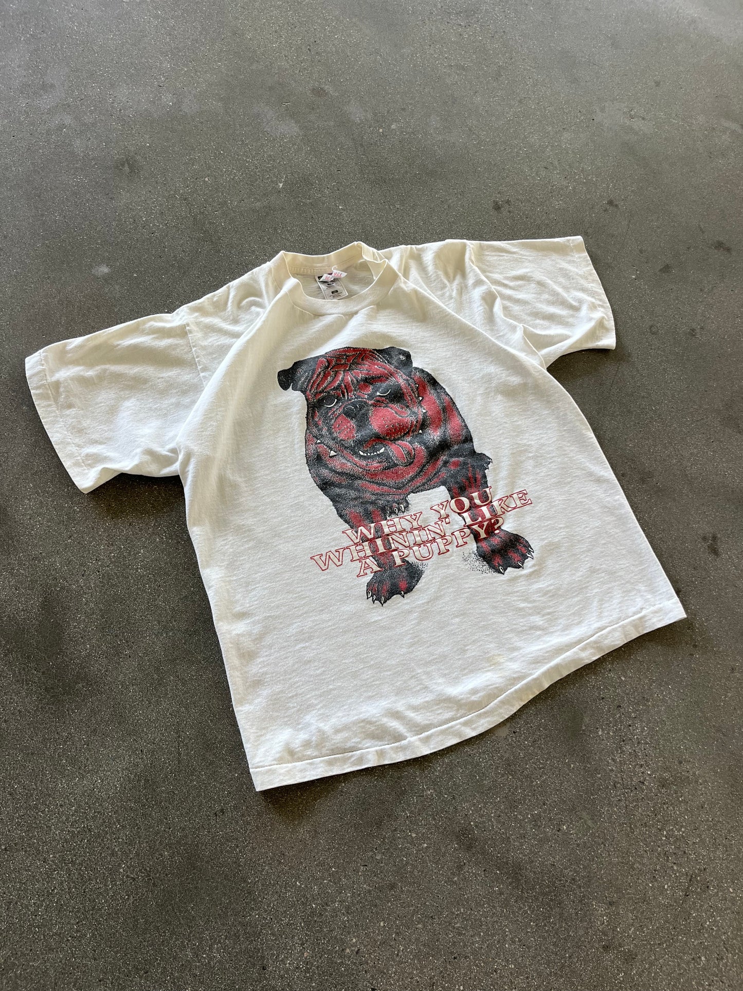 90’S “WHY YOU WHINING LIKE A PUPPY?” TEE - BOXY L