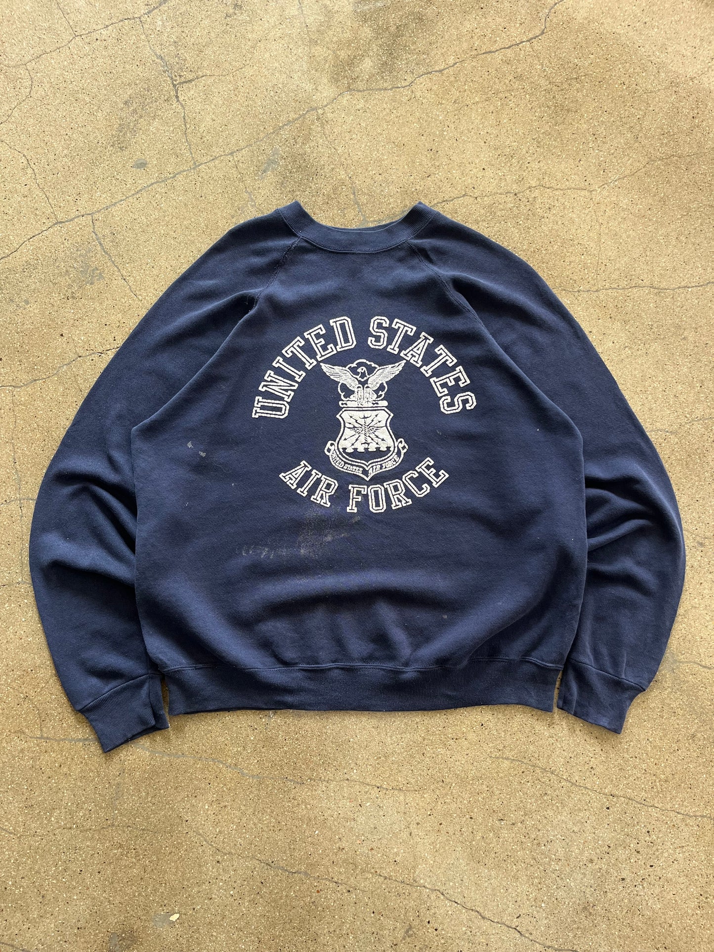 80’S MIDNIGHT NAVY AIR FORCE RAGLAN CREWNECK - BOXY L