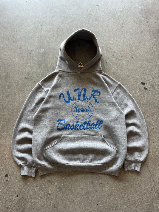 70’S HEATHER GRAY “UNR WOMENS BASKETBALL” RUSSELL HOODIE - BOXY M