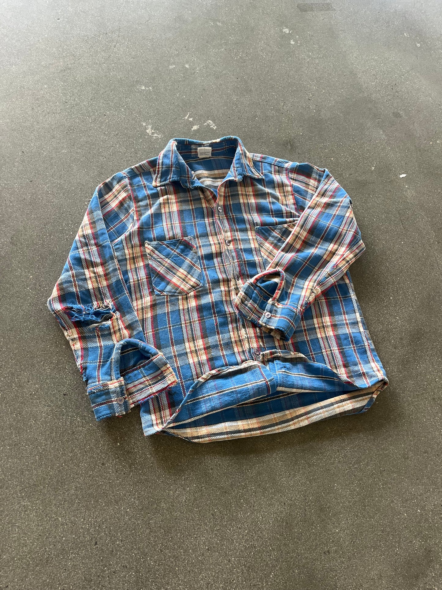 70’S BLUE MONTGOMERY WARD WOVEN FLANNEL - M