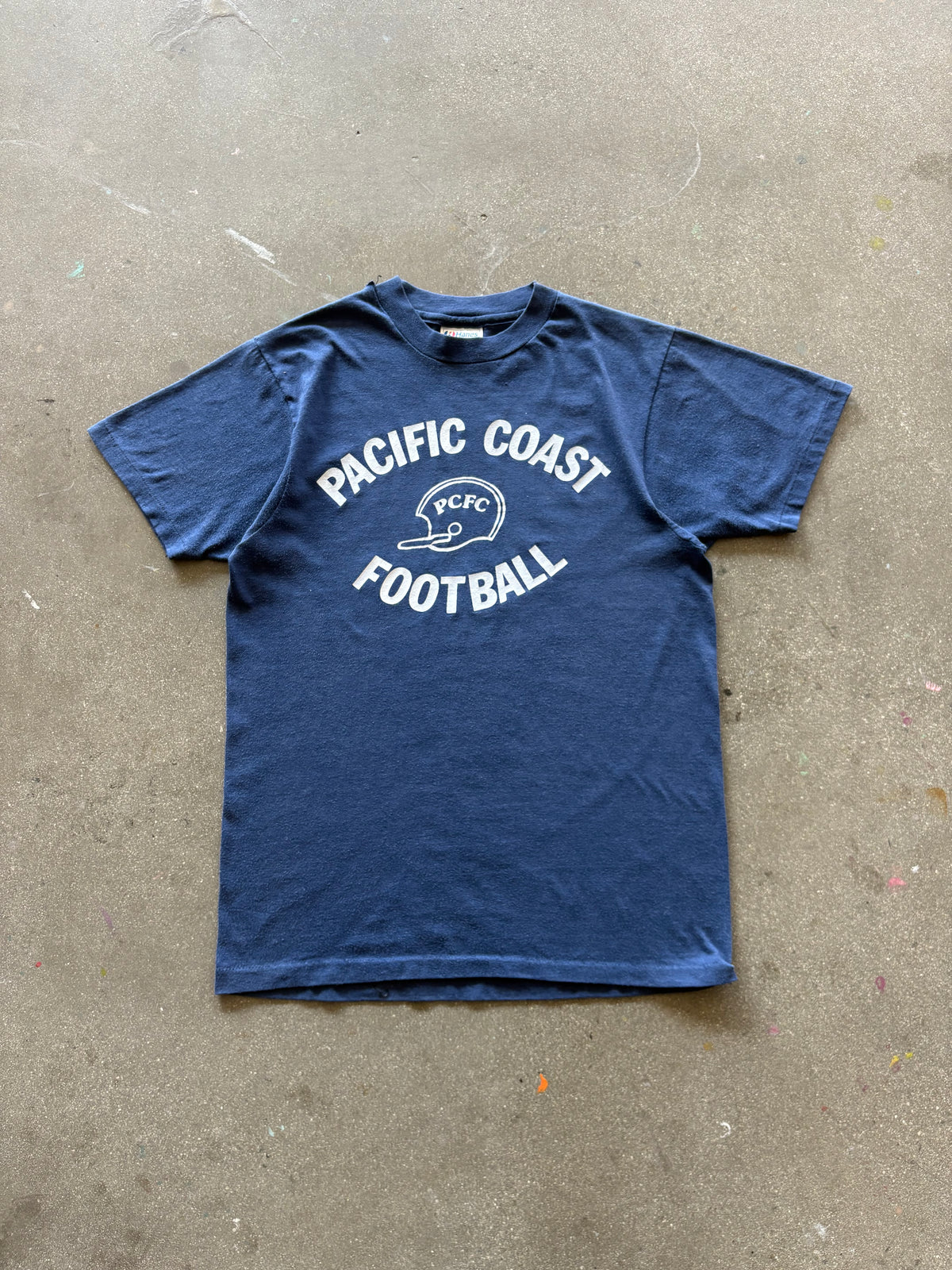 80’S NAVY “PACIFIC COAST FOOTBALL” TEE - S/M