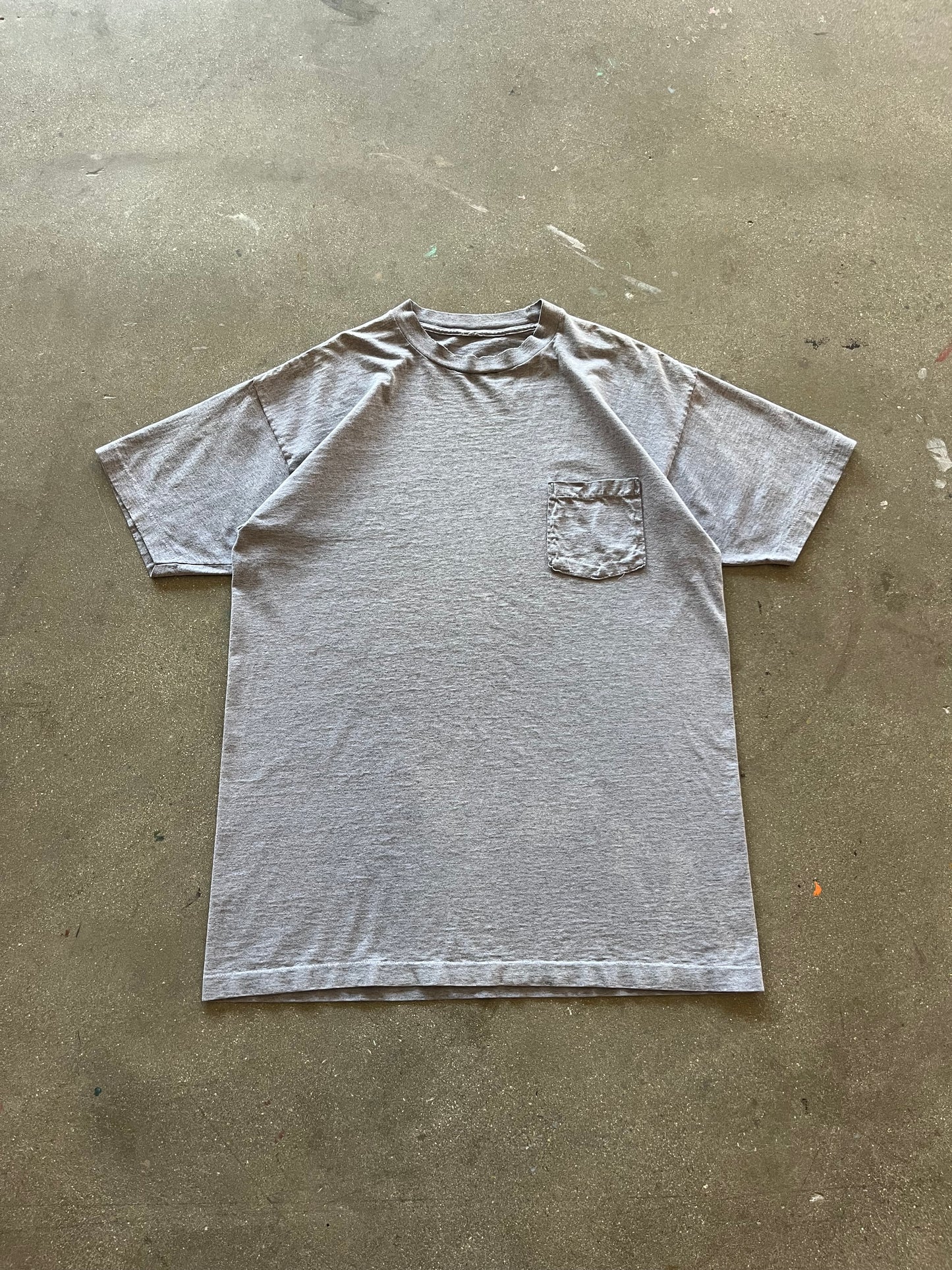90’S FADED CHARCOAL SELVEDGE POCKET TEE - XL