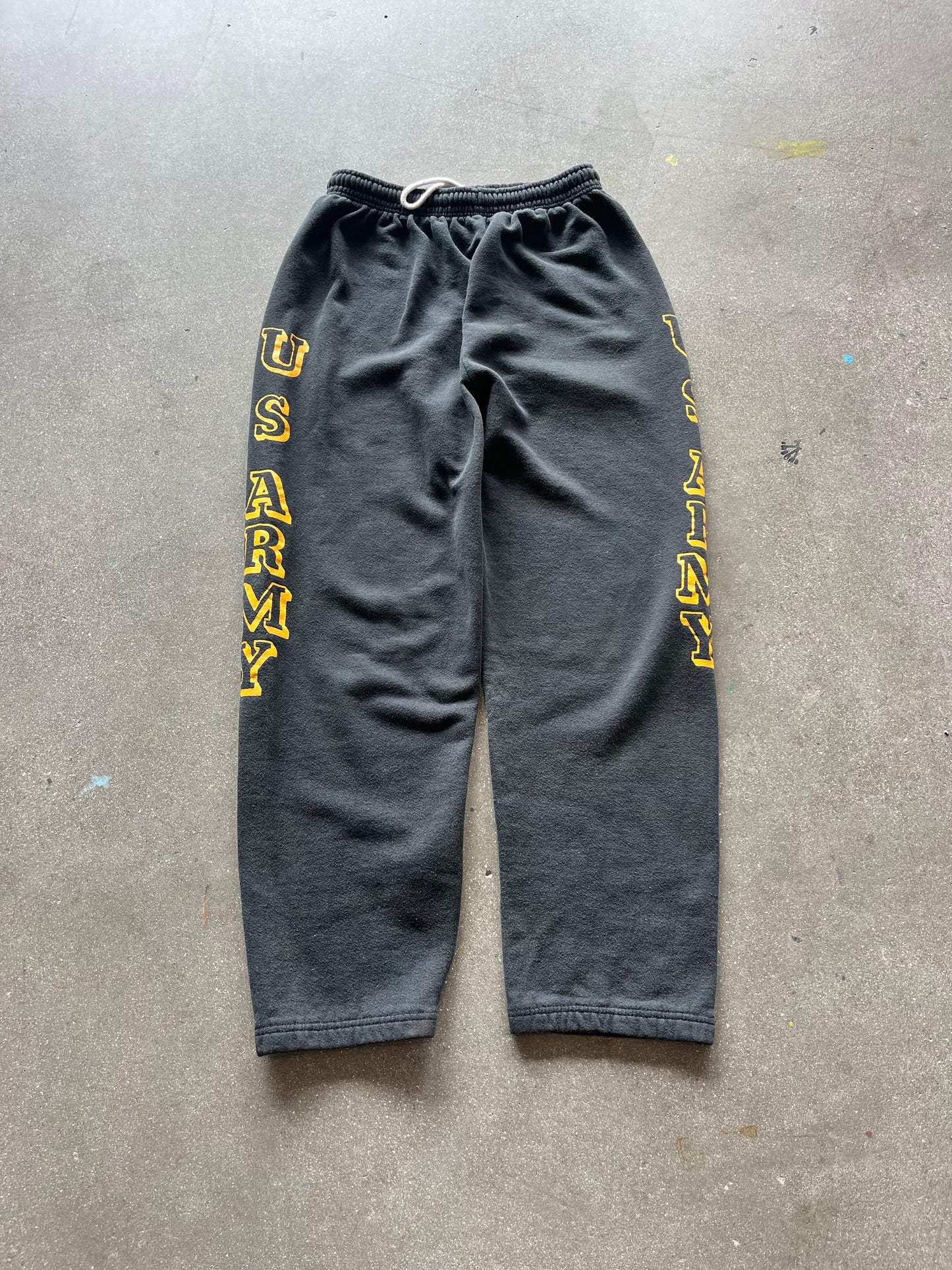 90’S JET BLACK “US ARMY” SWEATPANTS - L