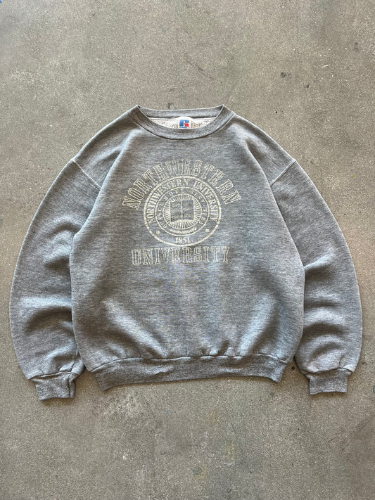 80’S NORTHWESTERN CEMENT GRAY RUSSELL CREWNECK - BOXY M