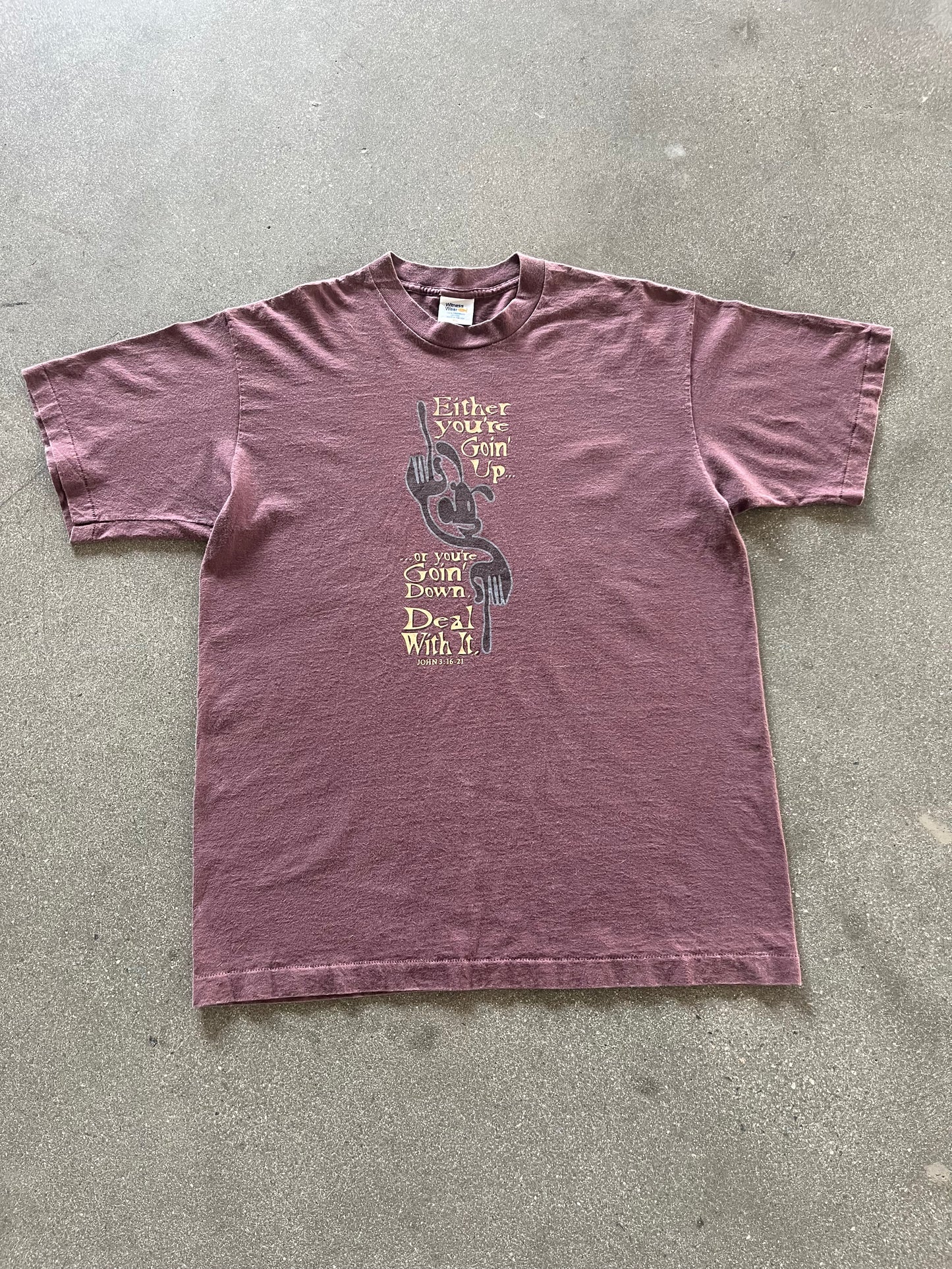 90’S BROWN “GOIN’ UP OR DOWN” BIBLE TEE - XL