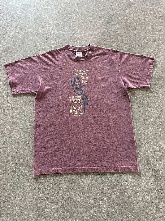 90’S BROWN “GOIN’ UP OR DOWN” BIBLE TEE - XL