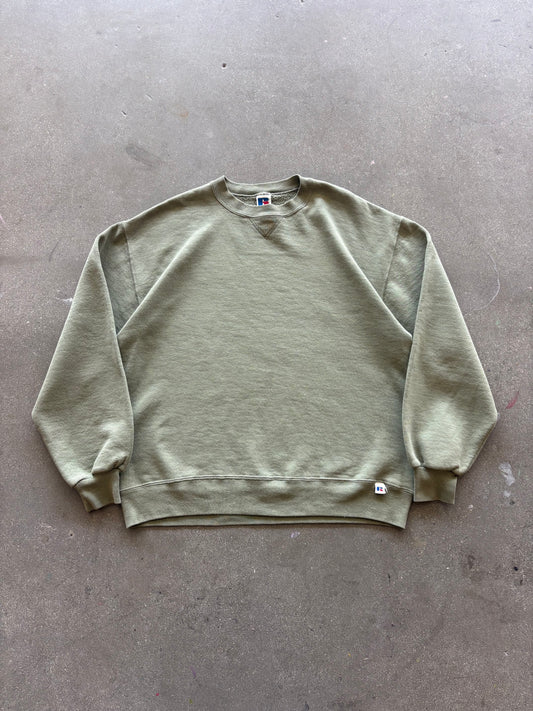 90’S OLIVE GREEN RUSSELL CREWNECK - L