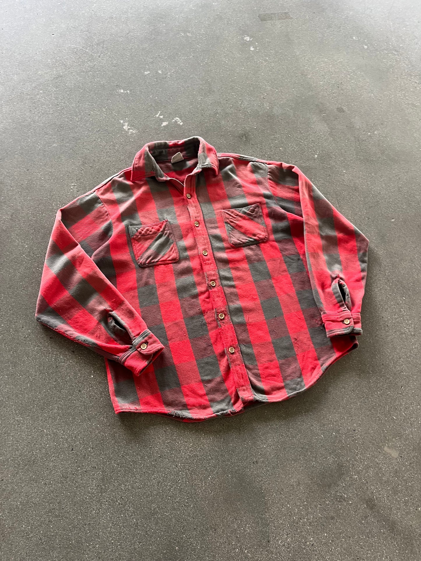 70’S BIG MAC WOVEN PLAID FLANNEL - L