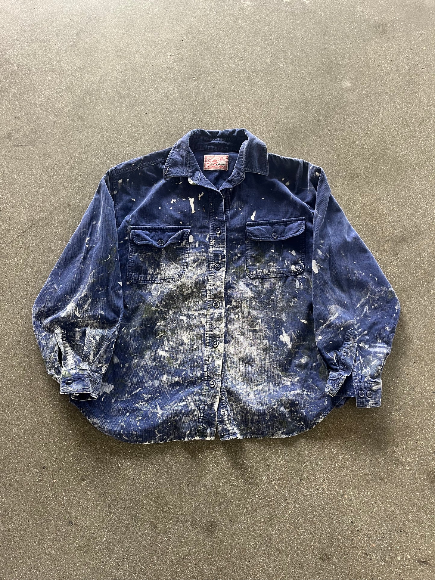 80’S PAINT SPLATTERED CORDUROY BUTTON UP - M