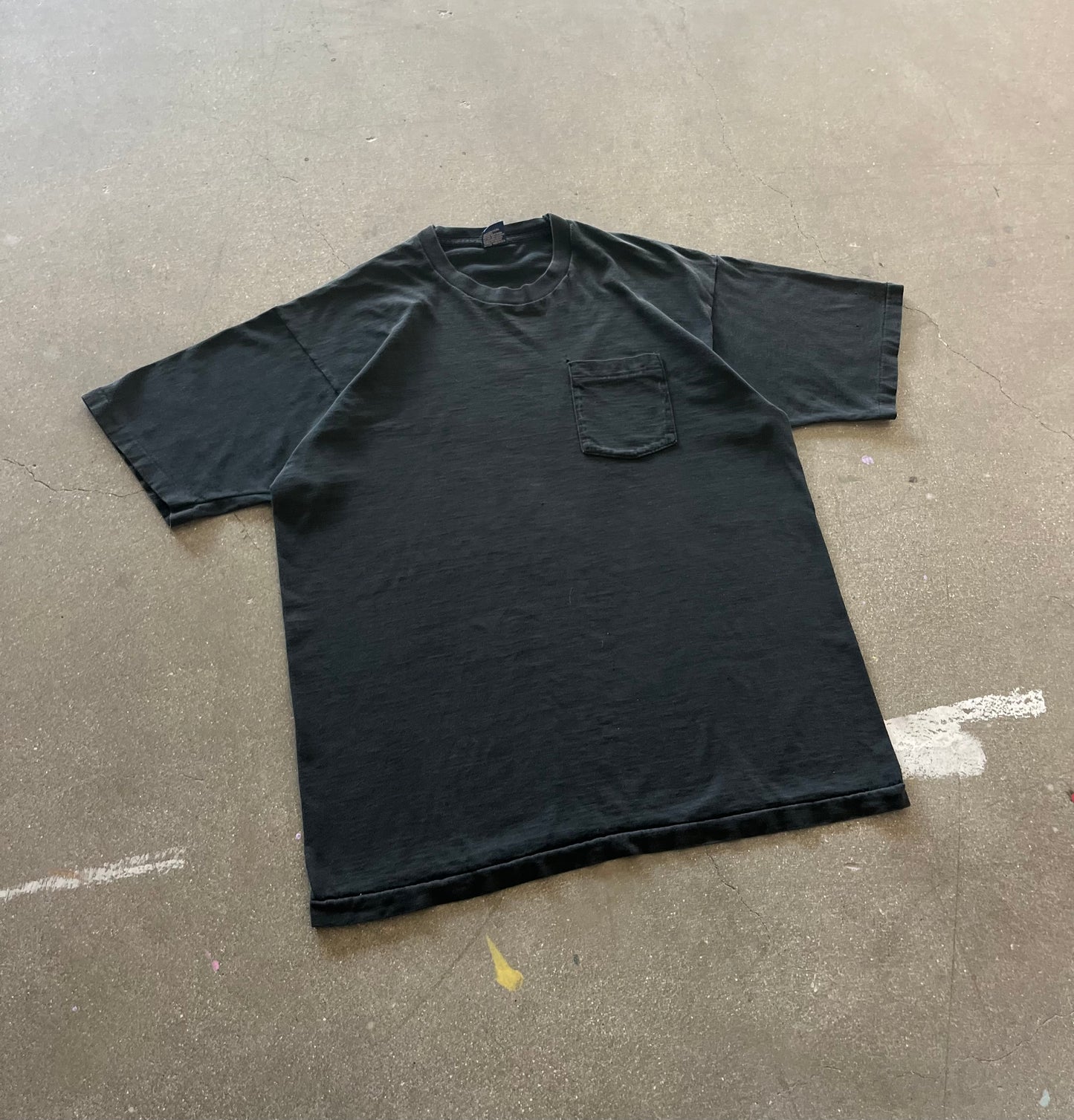 90’S JET BLACK SELVEDGE POCKET TEE - XL/XXL