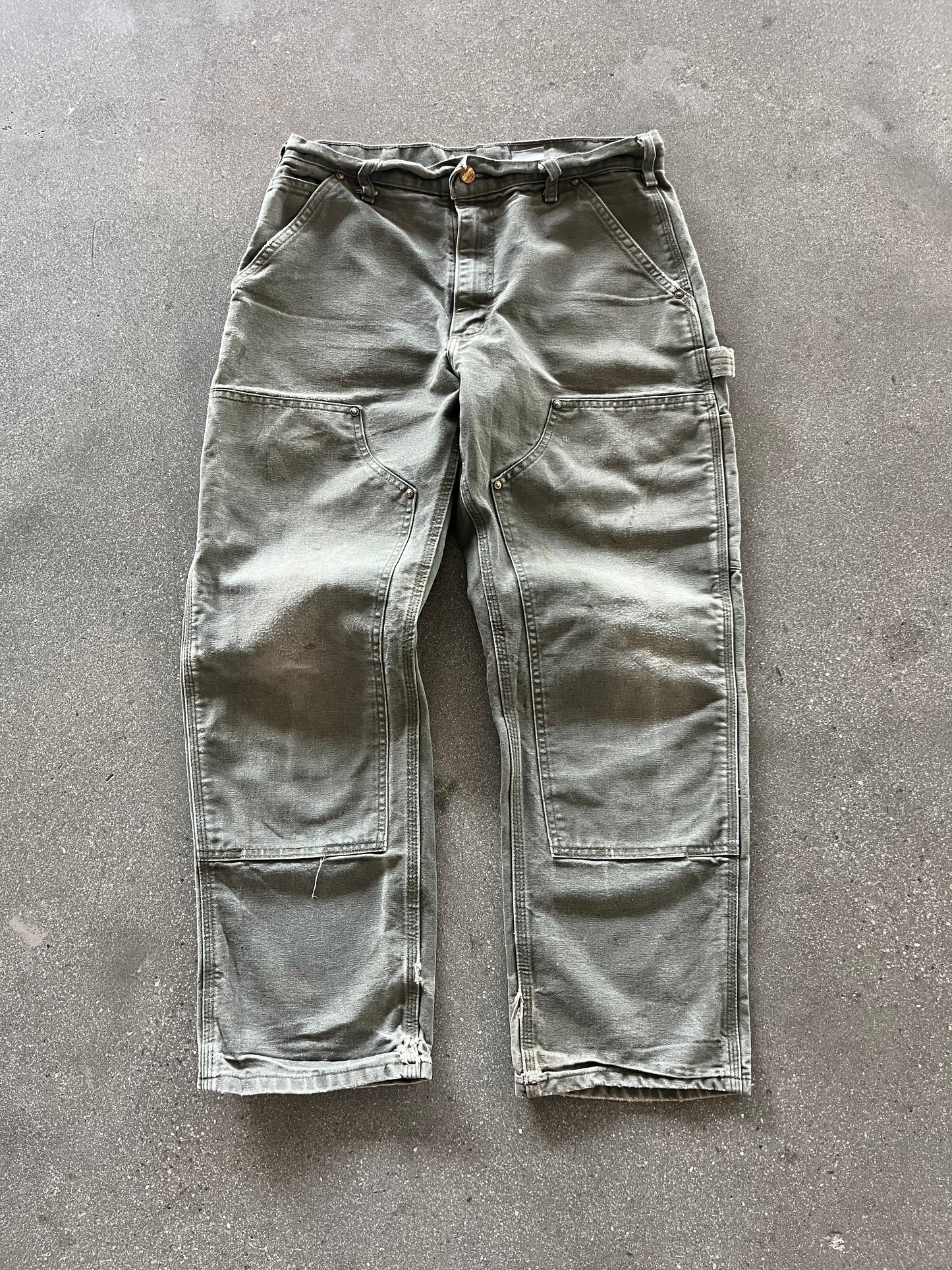 90’S FADED GREEN CARHARTT DOUBLE KNEES - 32