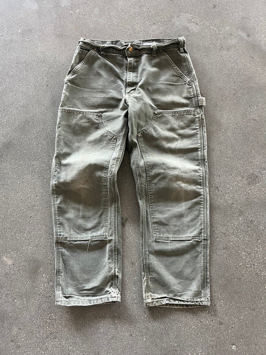 90’S FADED GREEN CARHARTT DOUBLE KNEES - 32