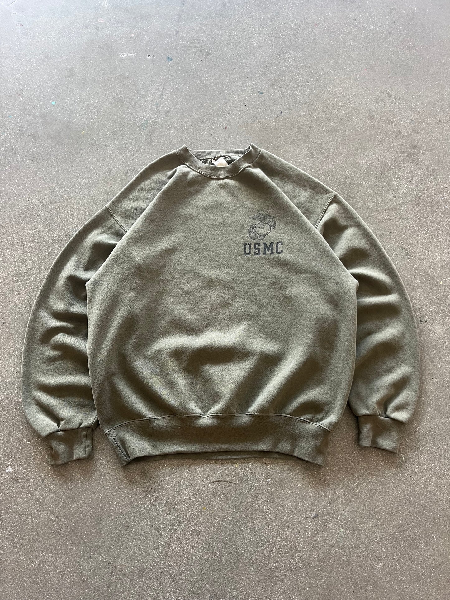 80’S OLIVE “USMC” CREWNECK - BOXY L