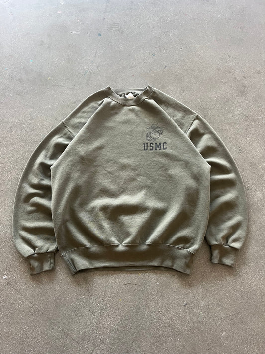 80’S OLIVE “USMC” CREWNECK - BOXY L