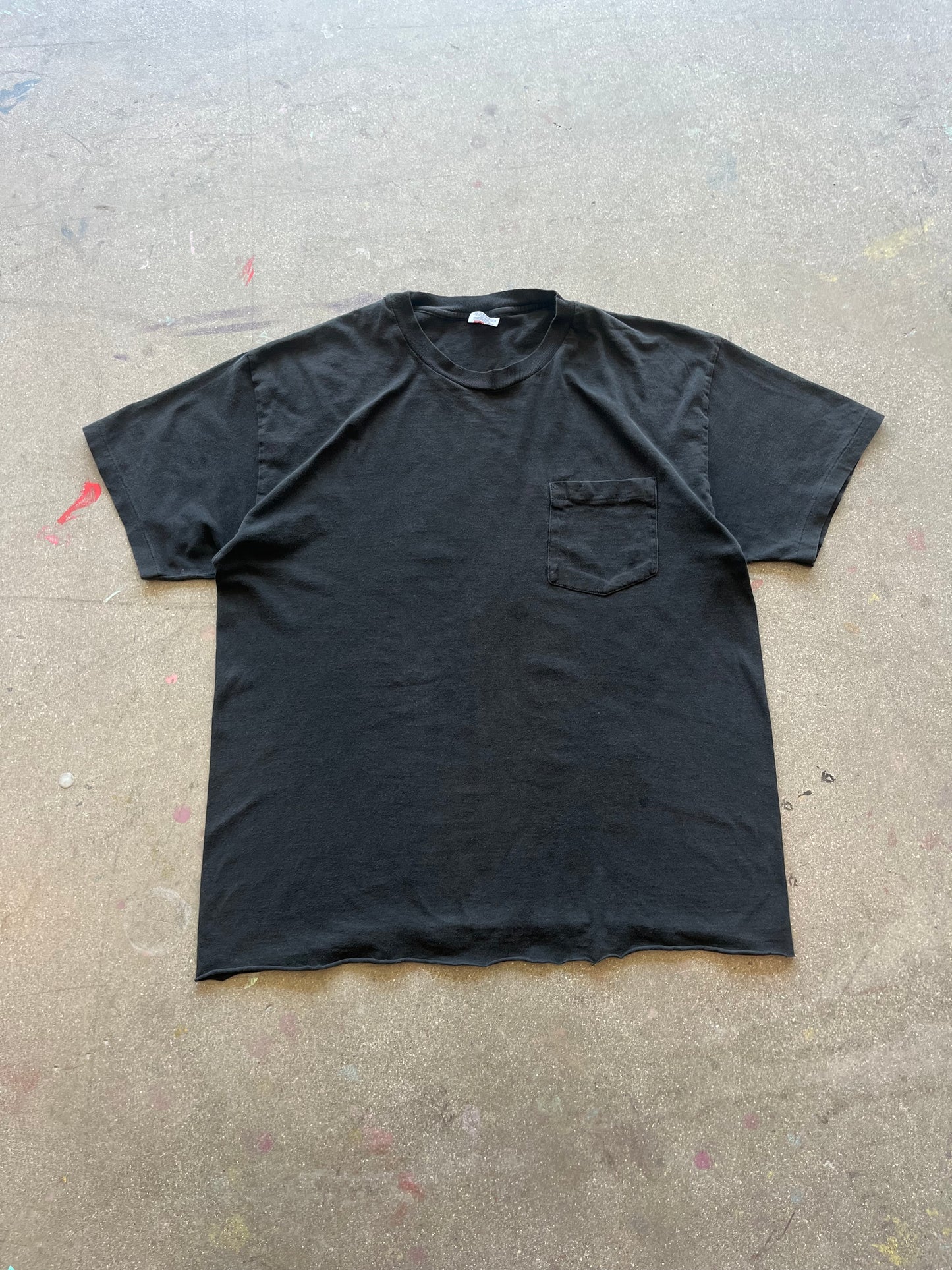 90’S FADED BLACK POCKET TEE - BOXY M/L