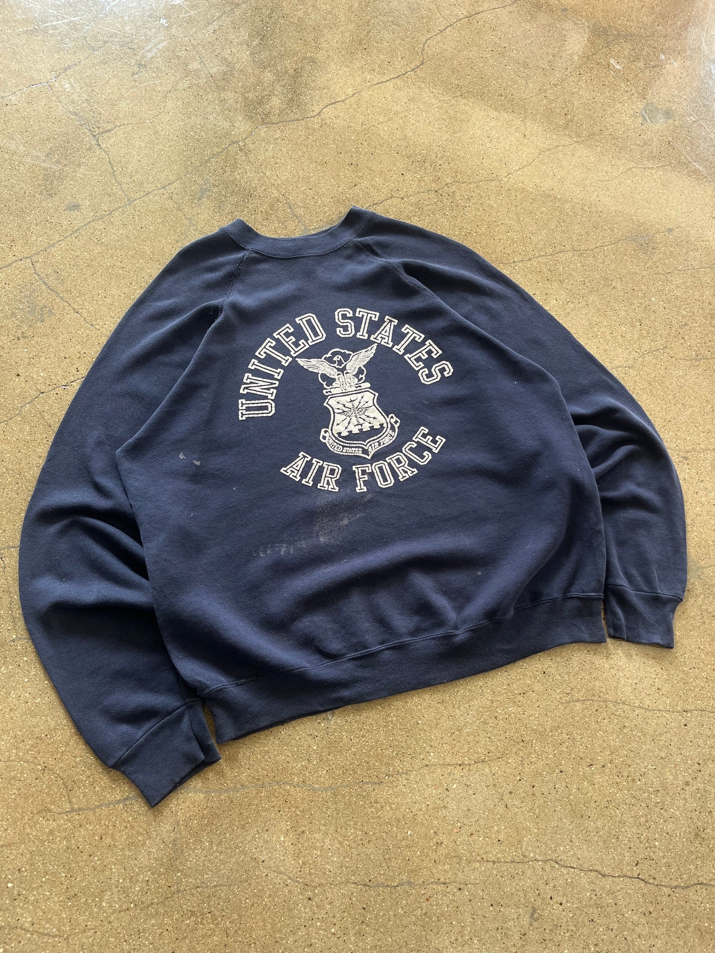 80’S MIDNIGHT NAVY AIR FORCE RAGLAN CREWNECK - BOXY L