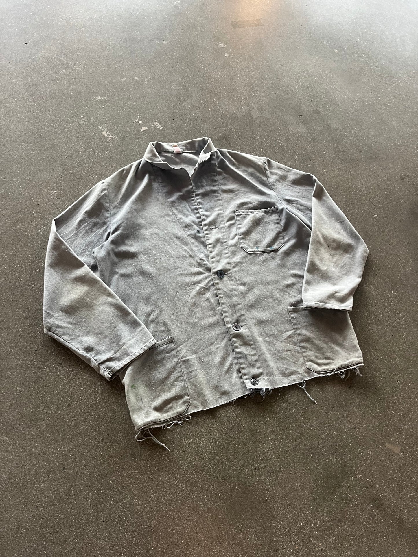 70’S DISTRESSED FRENCH CHORE COAT - L