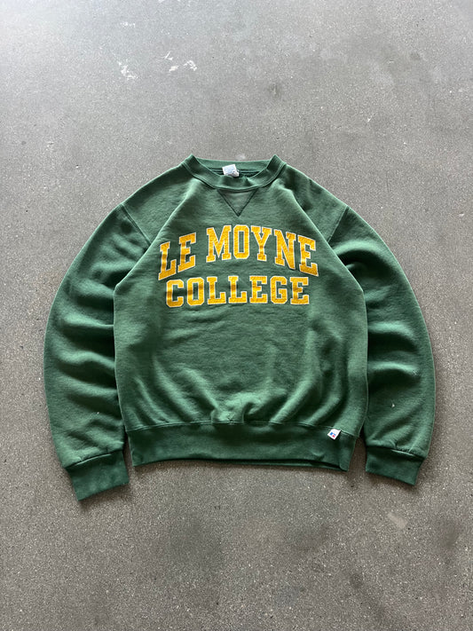 90’S FADED FOREST GREEN “LE MOYNE” RUSSELL CREWNECK - BOXY M