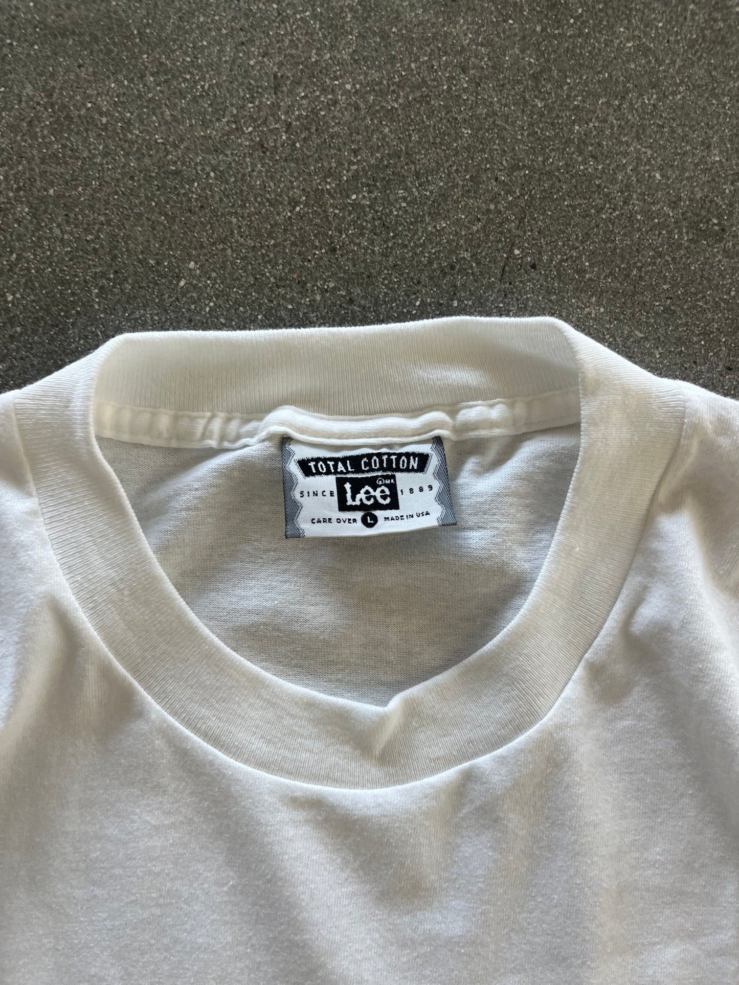 90’S WHITE BLANK POCKET TEE - L/XL