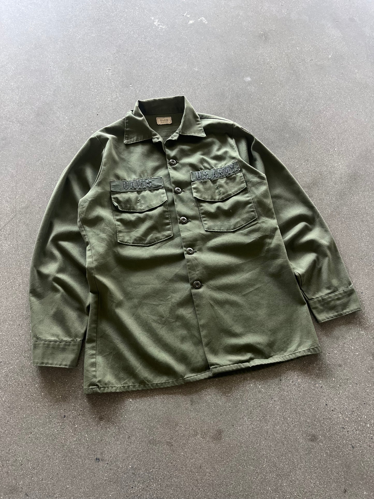 80’S U.S. ARMY MILITARY GREEN TWILL CHORE JACKET - L