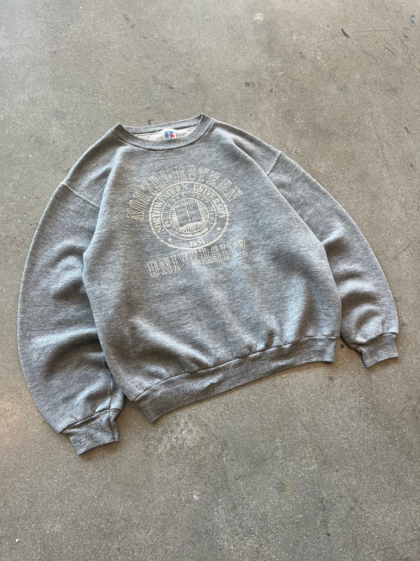 80’S NORTHWESTERN CEMENT GRAY RUSSELL CREWNECK - BOXY M