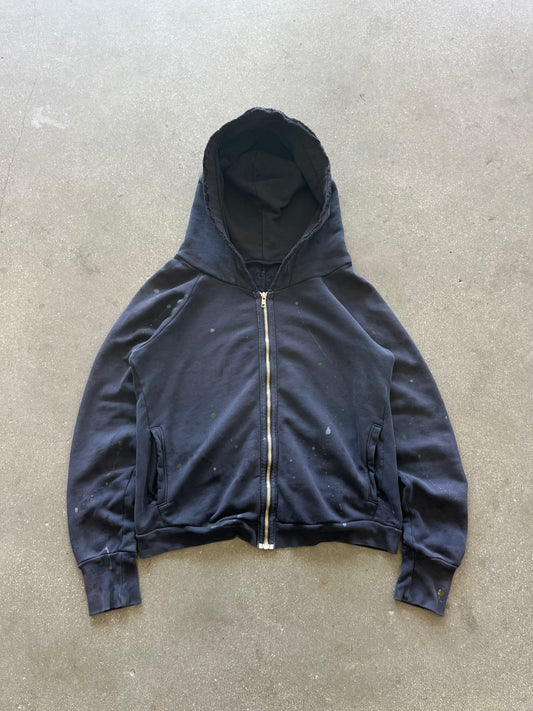 2000’S NAVY PAINT SPLATTERED ZIP UP HOODIE - M