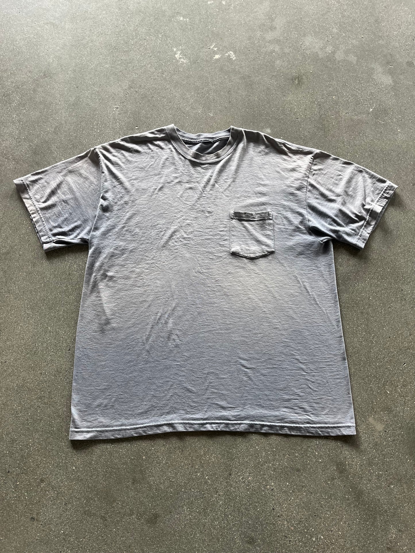 2000’S SUNFADED GRAY POCKET TEE - XL