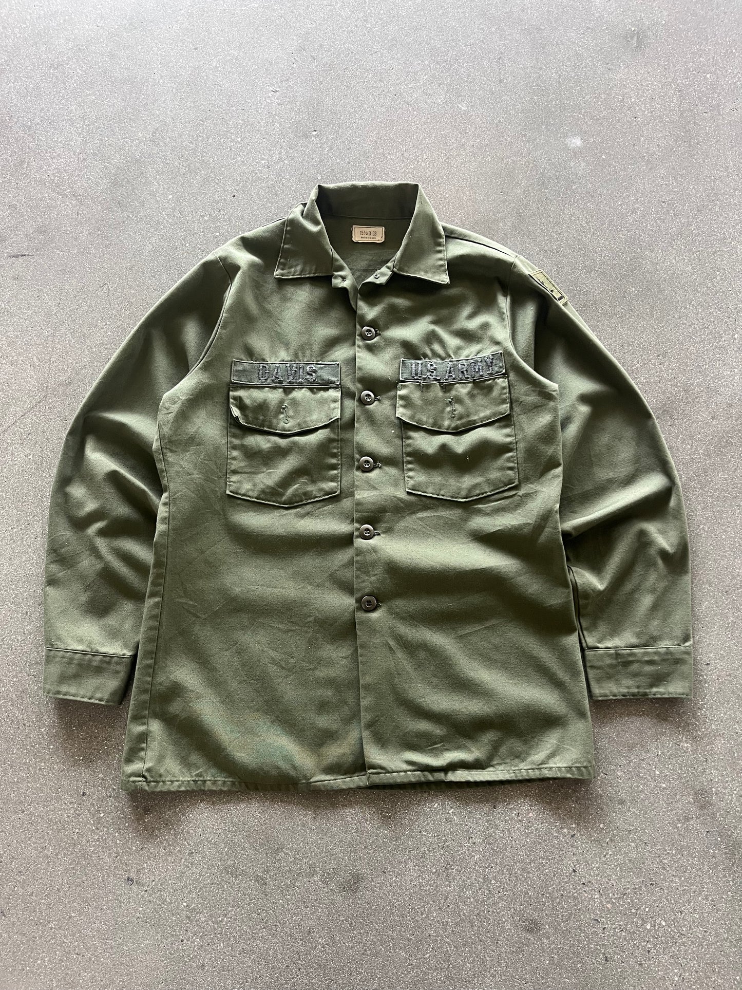 80’S U.S. ARMY MILITARY GREEN TWILL CHORE JACKET - L
