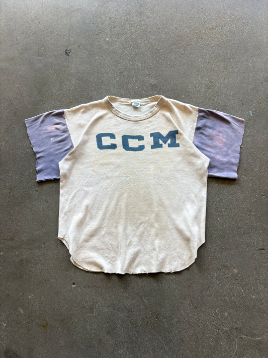 70’S CHAMPION “CCM” WATERPRINT CUTOFF TEE - M