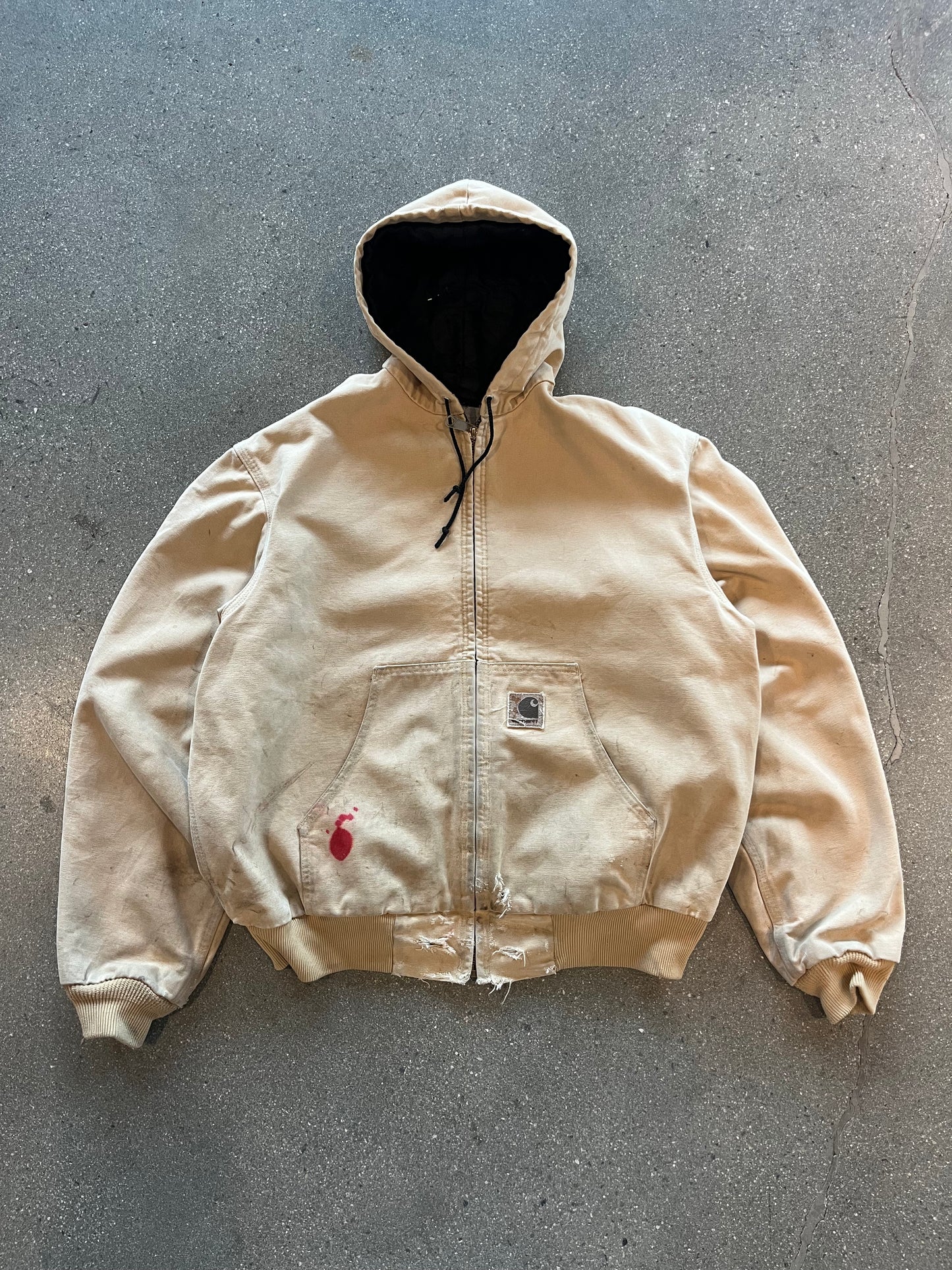 90’S TAN HOODED CARHARTT WORK JACKET - BOXY L